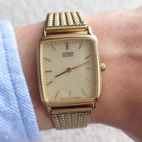 Citizen Eco-Drive E031-K006091 Solar Square Gold JDM Men's Watch New Capacitor - Picture 2 of 10